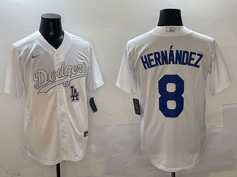 Men Los Angeles Dodgers #8 Hernandez White Fashion Edition Game 2025 Nike MLB Jersey style 11